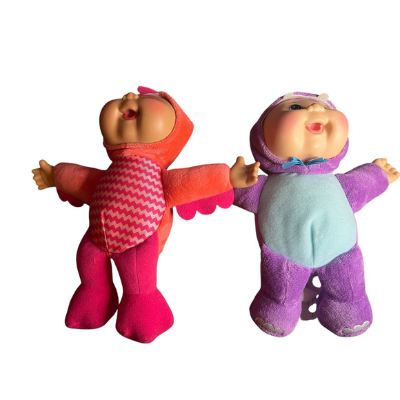 Bundle of 2 9in Cabbage Patch Kids Cuties Exotic Friends Emmett Hippo & Flamingo - Picture 2 of 16